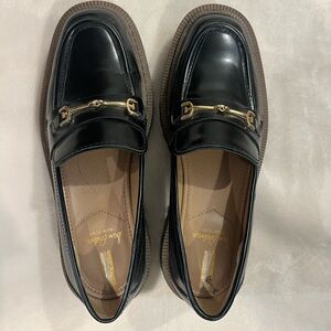 Sam Edelman Black Loafers with Gold Accent